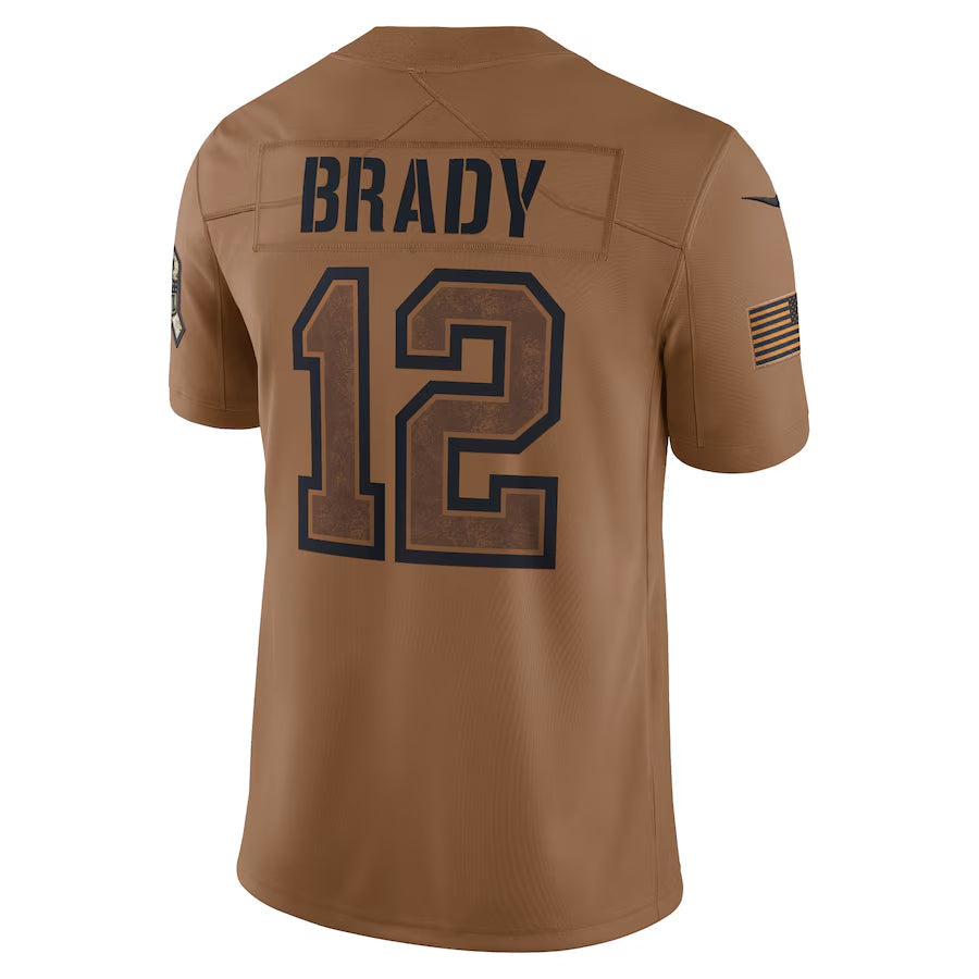 Jdoa NE.Patriots #12 Tom Brady Player Brown Salute To Service Limited Stitched Jerseys