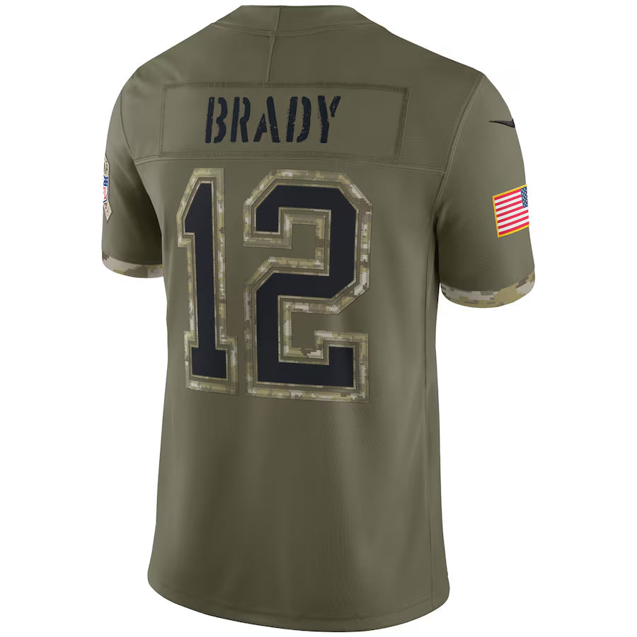 Jdoa NE.Patriots #12 Tom Brady Player Olive Salute To Service Limited Stitched Jerseys