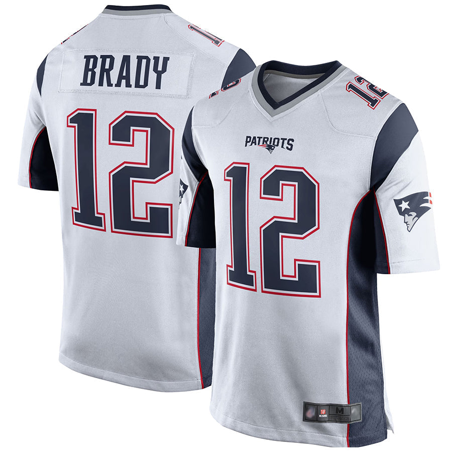 Jdoa NE.Patriots #12 Tom Brady Player White Home Game Stitched Jerseys