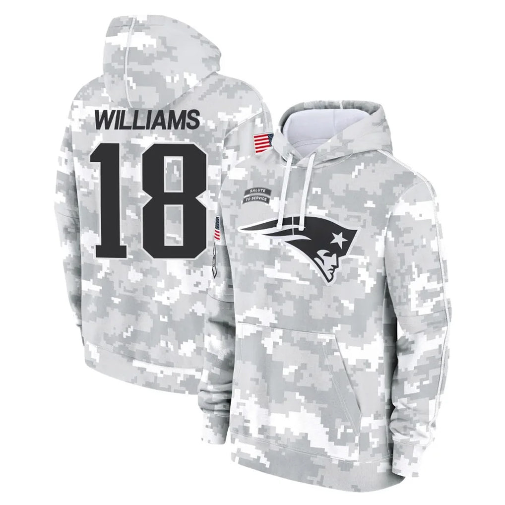 Jdoa NE.Patriots #18 Kyle Williams Player Arctic Camo Salute to Service Pullover Hoodies Limited Game Stitched Jerseys