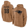 Jdoa NE.Patriots #18 Kyle Williams Player Brown Salute to Service Pullover Hoodies Limited Game Stitched Jerseys