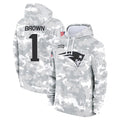 Jdoa NE.Patriots #1 A.J. Brown Player Arctic Camo Salute to Service Pullover Hoodies Limited Game Stitched Jerseys