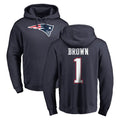 Jdoa NE.Patriots #1 A.J. Brown Player Navy LOGO Pullover Hoodies Home Game Stitched Jerseys