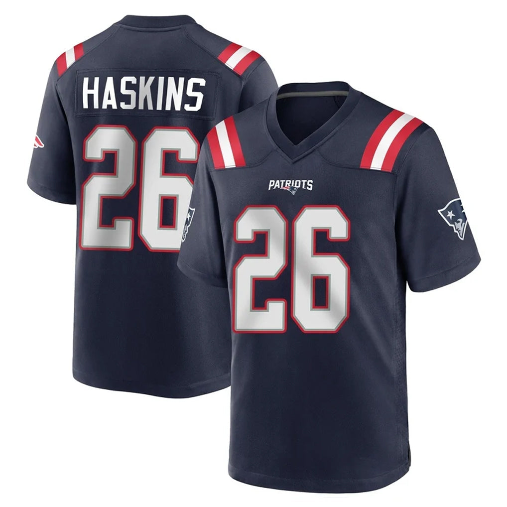 Jdoa NE.Patriots #26 Hassan Haskins Navy Home Game Stitched Jerseys