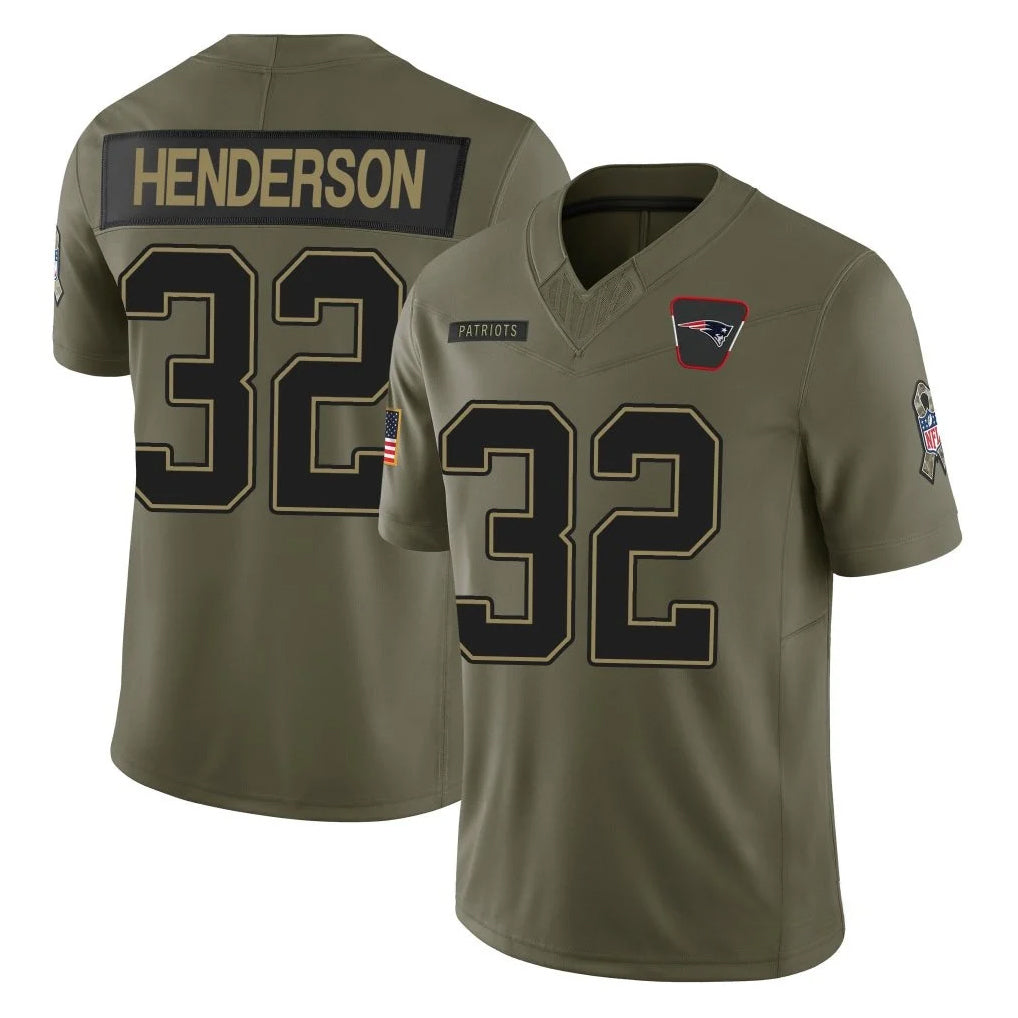 Jdoa NE.Patriots #32 TreVeyon Henderson Player Olive Salute To Service Limited Stitched Jerseys