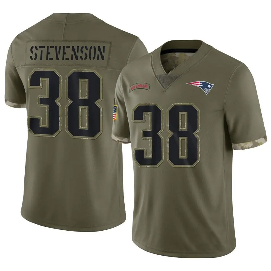 Jdoa NE.Patriots #38 Rhamondre Stevenson Player Olive Salute To Service Limited Stitched Jerseys