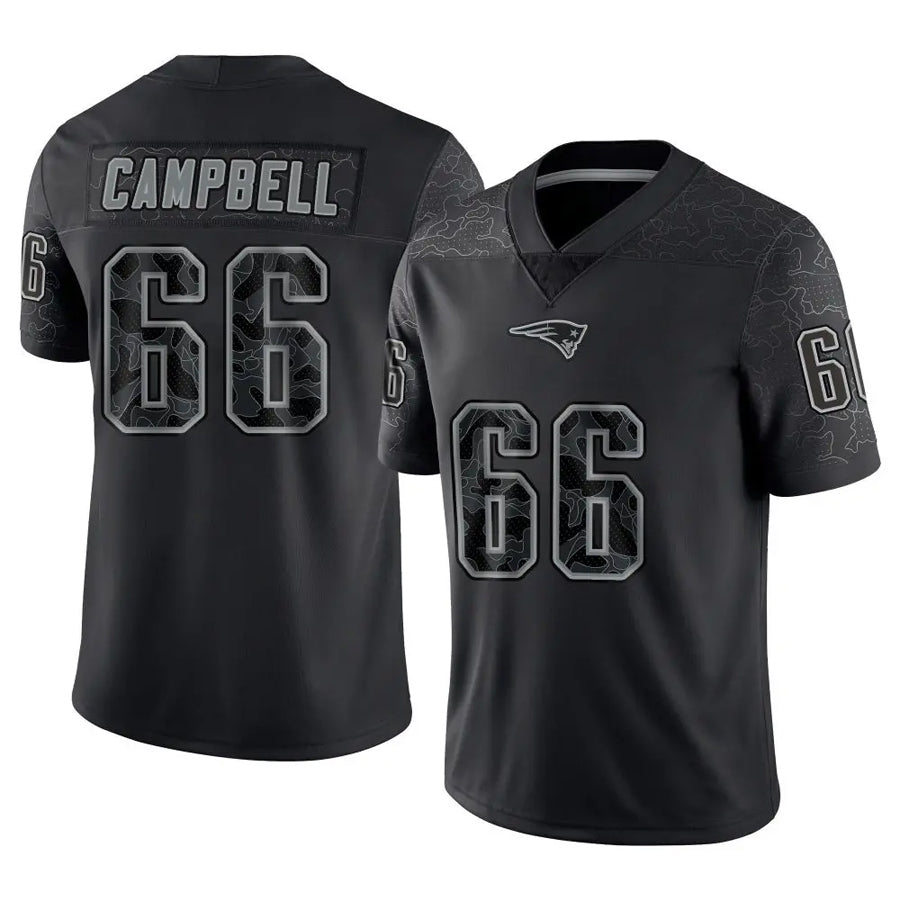Jdoa NE.Patriots #66 Will Campbell Player Black Reflective Limited Stitched Jerseys