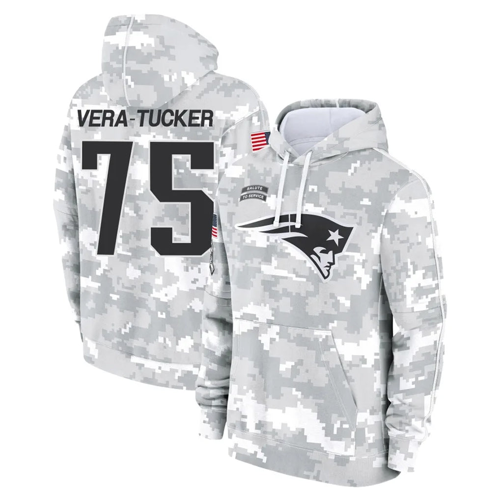 Jdoa NE.Patriots #75 Alijah Vera-Tucker Player Arctic Camo Salute to Service Pullover Hoodies Limited Game Stitched Jerseys
