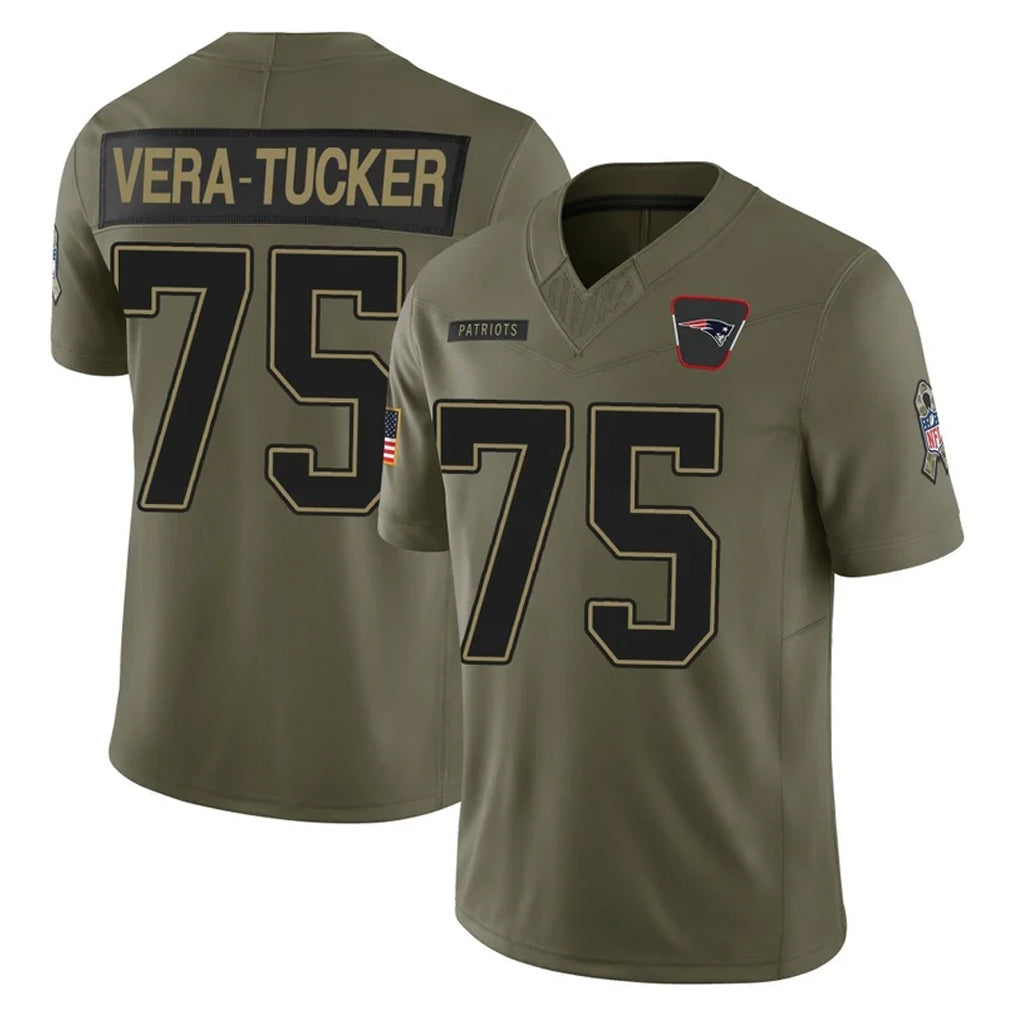 Jdoa NE.Patriots #75 Alijah Vera-Tucker Player Olive 2025 Salute To Service Limited Stitched Jerseys