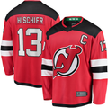 Jdoa N.Jersey Devils #13 Nico Hischier Red Captain Patch Home Breakaway Jerseys