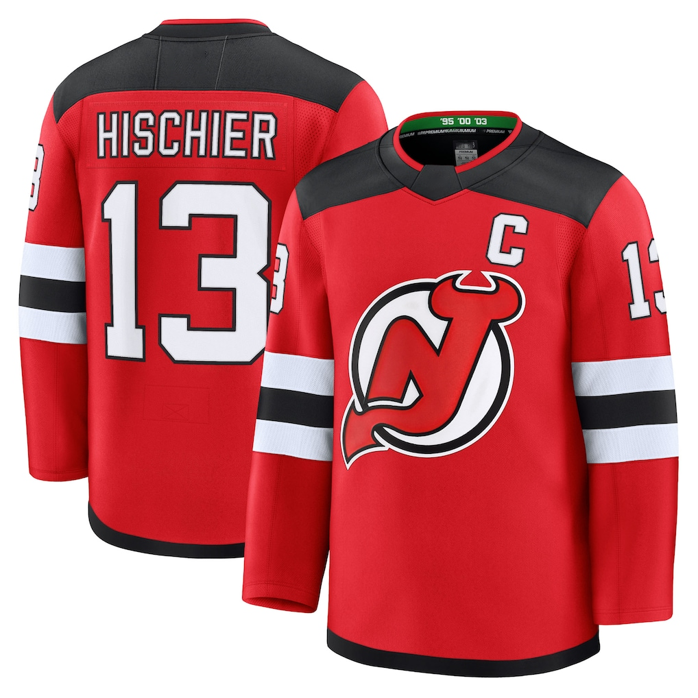 Jdoa N.Jersey Devils #13 Nico Hischier Red Home Premium Jerseys