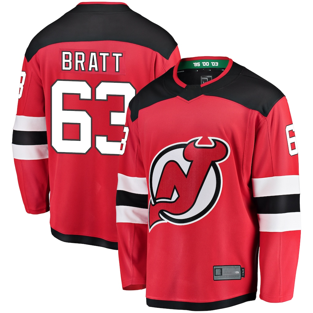 Jdoa N.Jersey Devils #63 Jesper Bratt Red Home Breakaway Player Jerseys