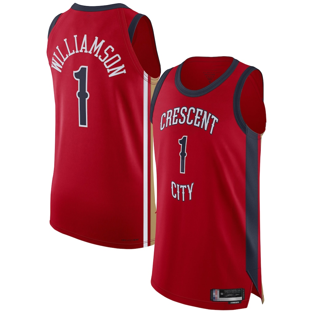Jdoa NO.Pelicans #1 Zion Williamson Red Authentic Stitched Jerseys- Statement Edition