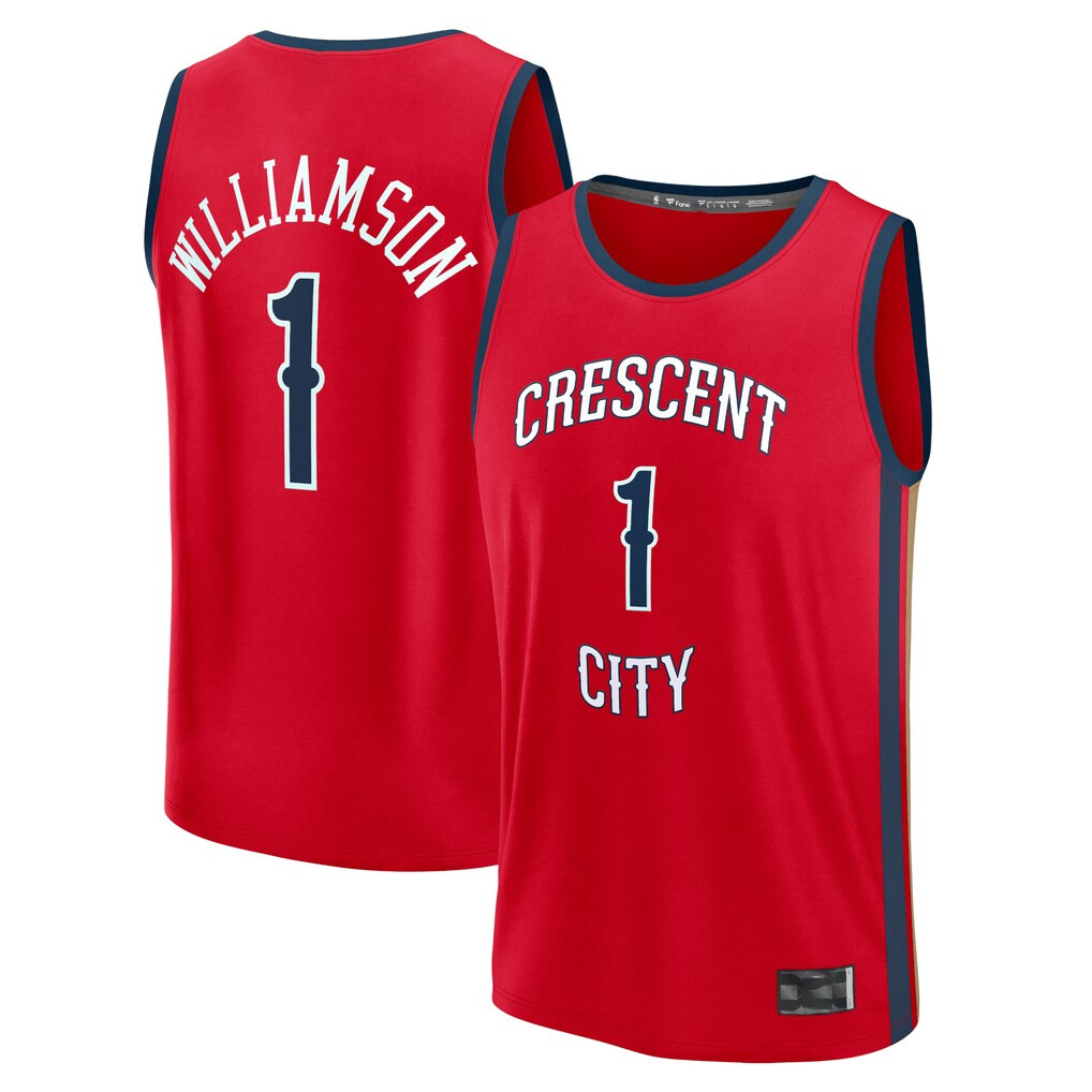 Jdoa NO.Pelicans #1 Zion Williamson Red Fast Break Replica Player Stitched Jerseys- Statement Edition