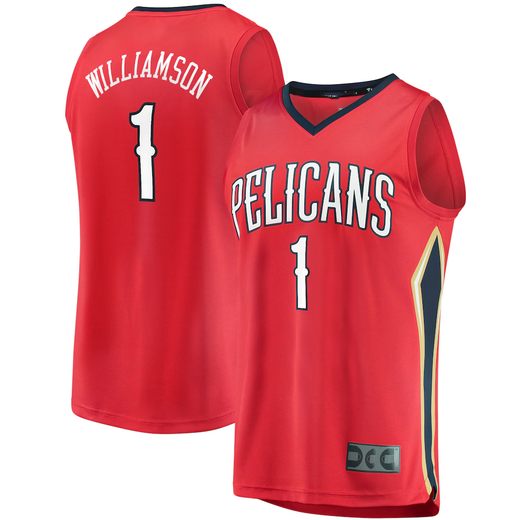 Jdoa NO.Pelicans #1 Zion Williamson Red Replica Fast Break Stitched Jerseys- Statement Edition