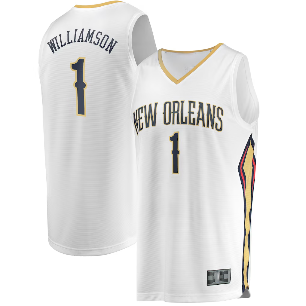 Jdoa NO.Pelicans #1 Zion Williamson White Replica Fast Break Stitched Jerseys- Association Edition