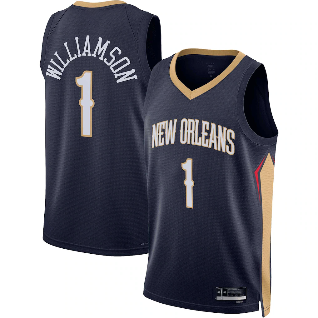 Jdoa NO.Pelicans #1 Zion Williamson Navy Swingman Stitched Jerseys- Icon Edition