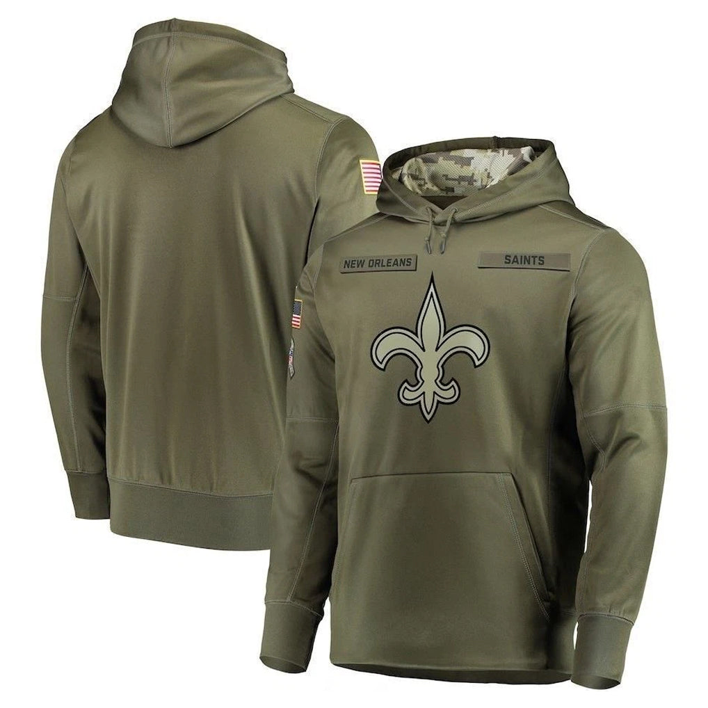 Jdoa NO.Saints Olive Salute to Service Pullover Hoodies Home Game Blank Player Stitched Jerseys