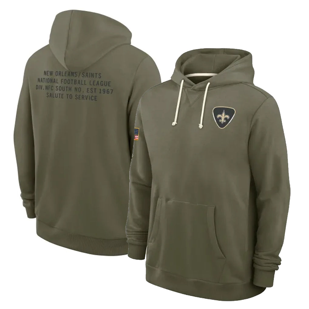 Jdoa NO.Saints Olive Salute to Service Pullover Hoodies Limited Blank Player Stitched Jerseys