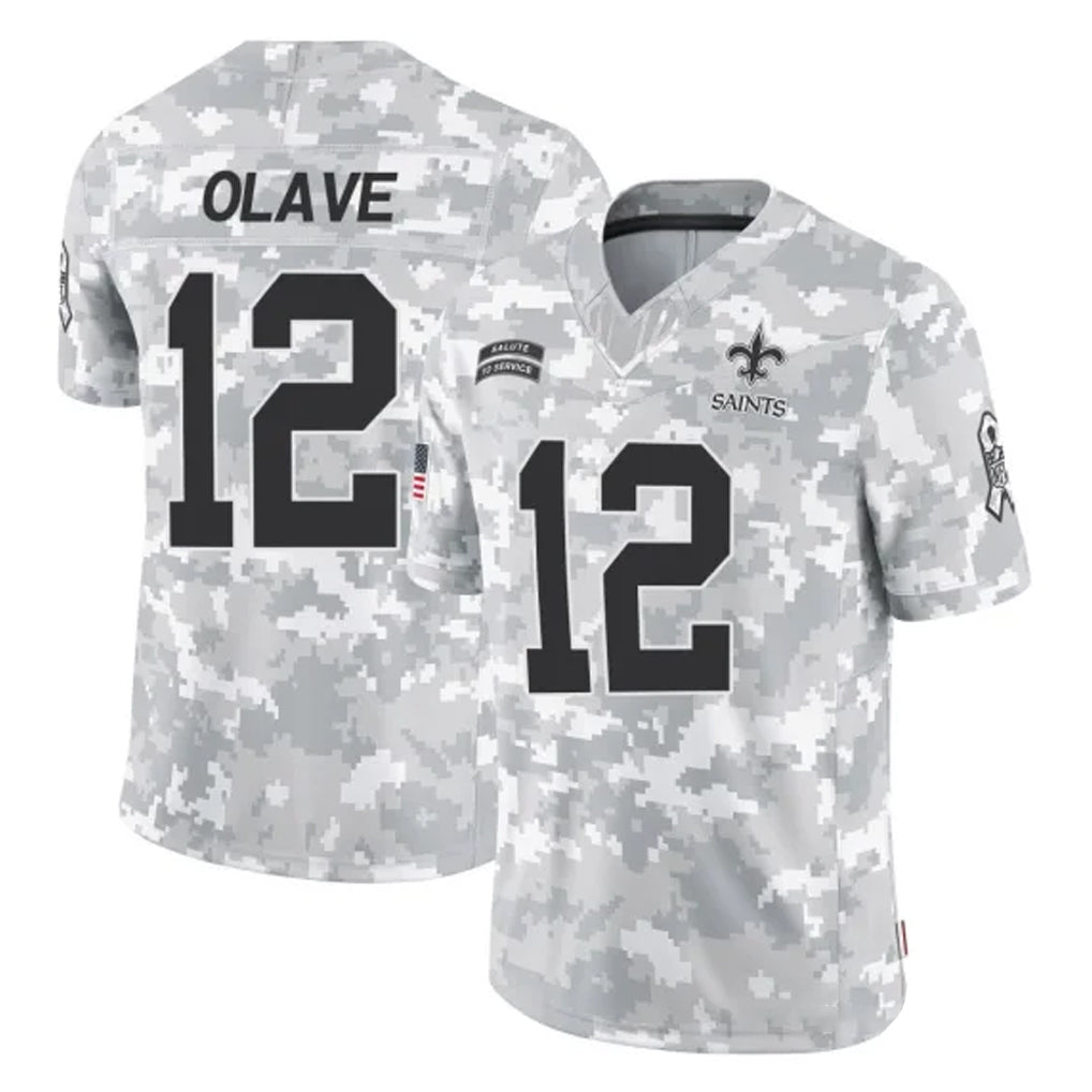 Jdoa NO.Saints #12 Chris Olave Player Arctic Camo Salute To Service Limited Game Stitched Jerseys