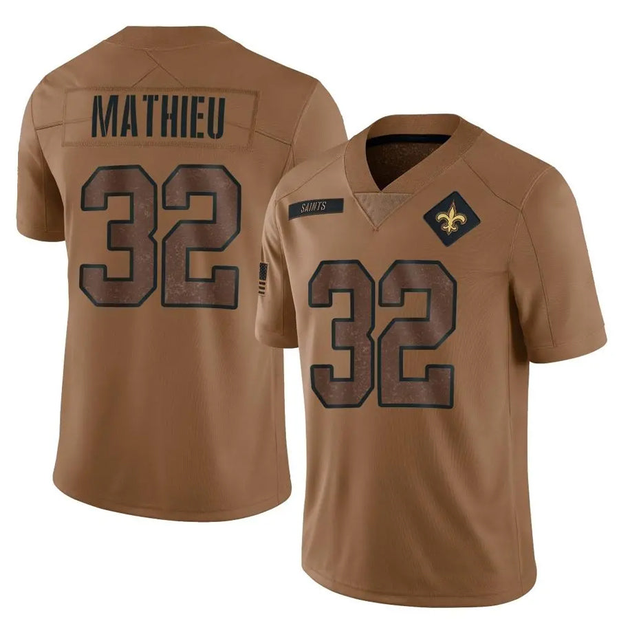 Jdoa NO.Saints #32 Tyrann Mathieu Player Brown Salute To Service Limited Stitched Jerseys