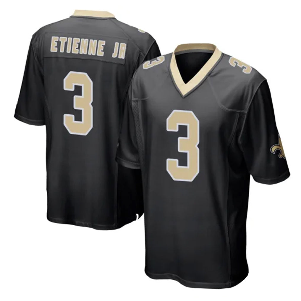 Jdoa NO.Saints #3 Travis Etienne Jr. Player Black Home Game Stitched Jerseys