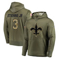 Jdoa NO.Saints #3 Travis Etienne Jr. Player Olive Salute to Service Pullover Hoodies Home Game Stitched Jerseys