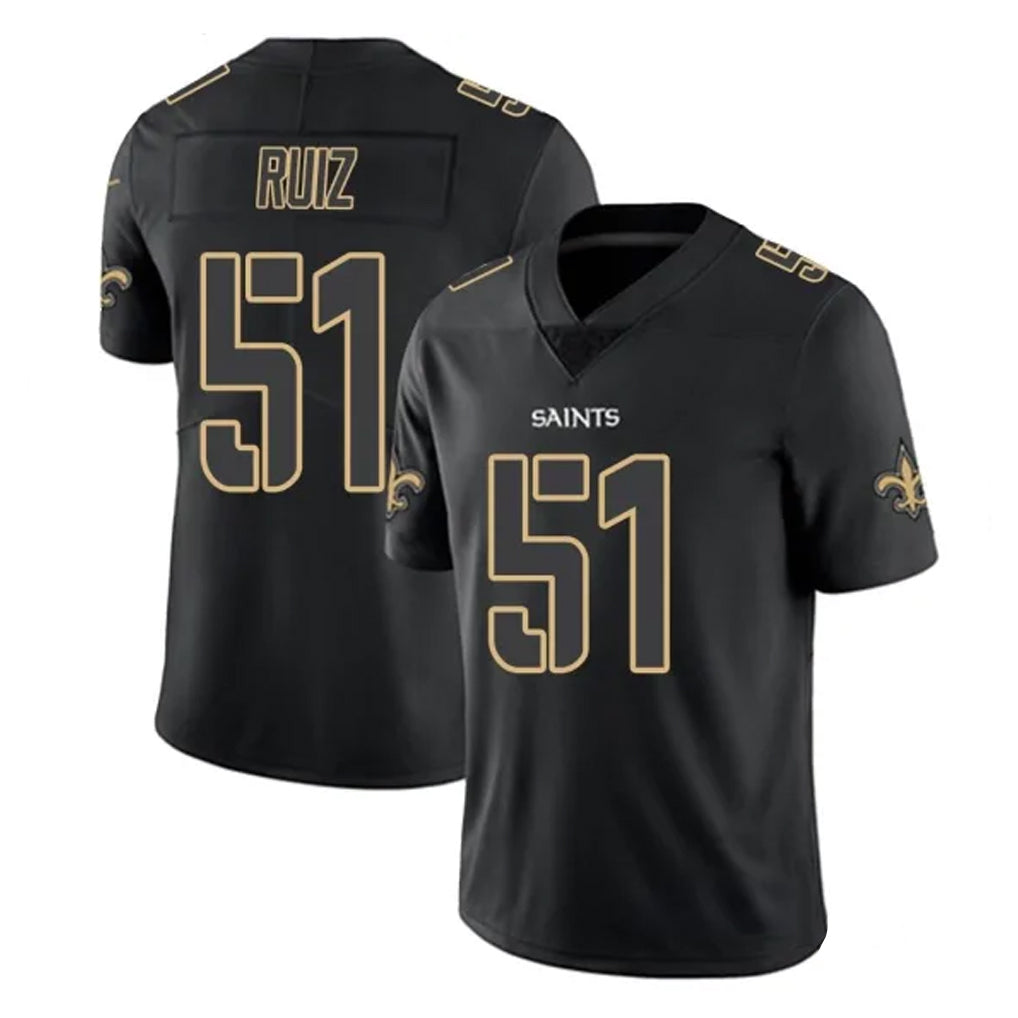 Jdoa NO.Saints #51 Cesar Ruiz Player Black Impact Limited Home Game Stitched Jerseys