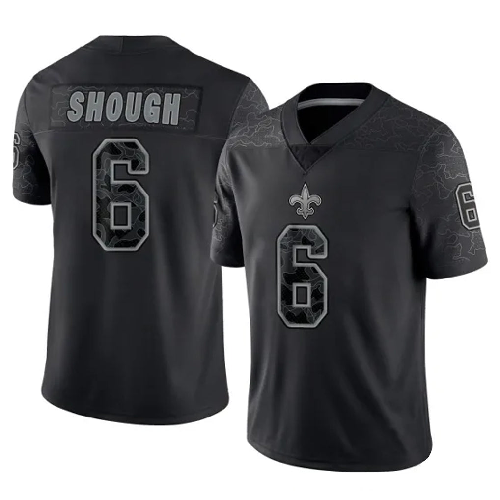 Jdoa NO.Saints #6 Tyler Shough Player Black Limited Reflective Home Game Stitched Jerseys