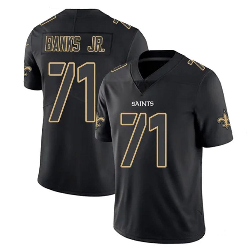 Jdoa NO.Saints #71 Kelvin Banks Jr. Player Black Impact Limited Home Game Stitched Jerseys