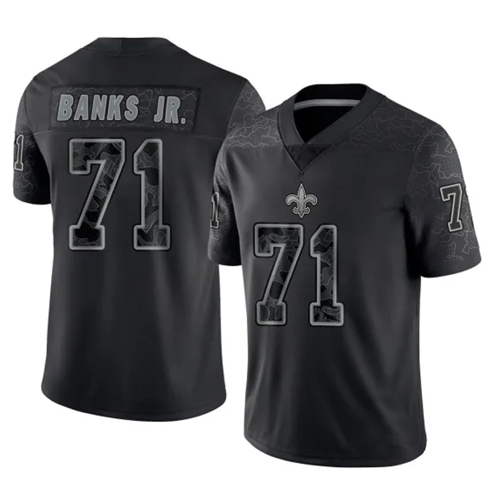 Jdoa NO.Saints #71 Kelvin Banks Jr. Player Black Limited Reflective Home Game Stitched Jerseys