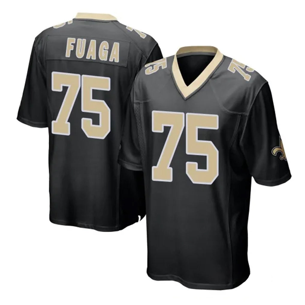 Jdoa NO.Saints #75 Taliese Fuaga Player Black Home Game Stitched Jerseys