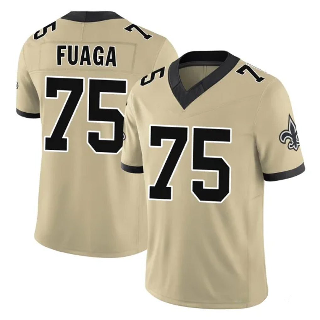 Jdoa NO.Saints #75 Taliese Fuaga Player Gold Limited Vapor F.U.S.E. Home Game Stitched Jerseys