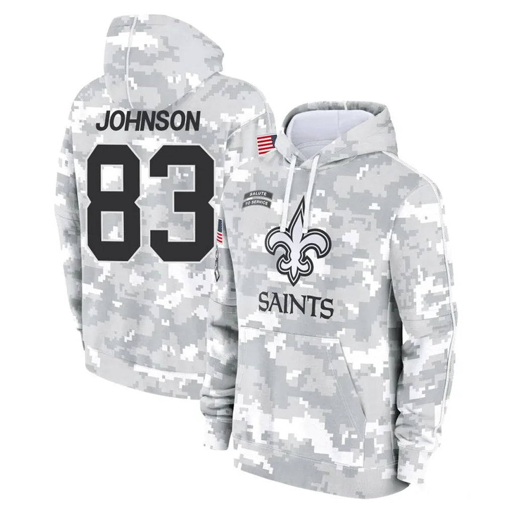 Jdoa NO.Saints #83 Juwan Johnson Player Arctic Camo Salute to Service Pullover Hoodies Limited Game Stitched Jerseys