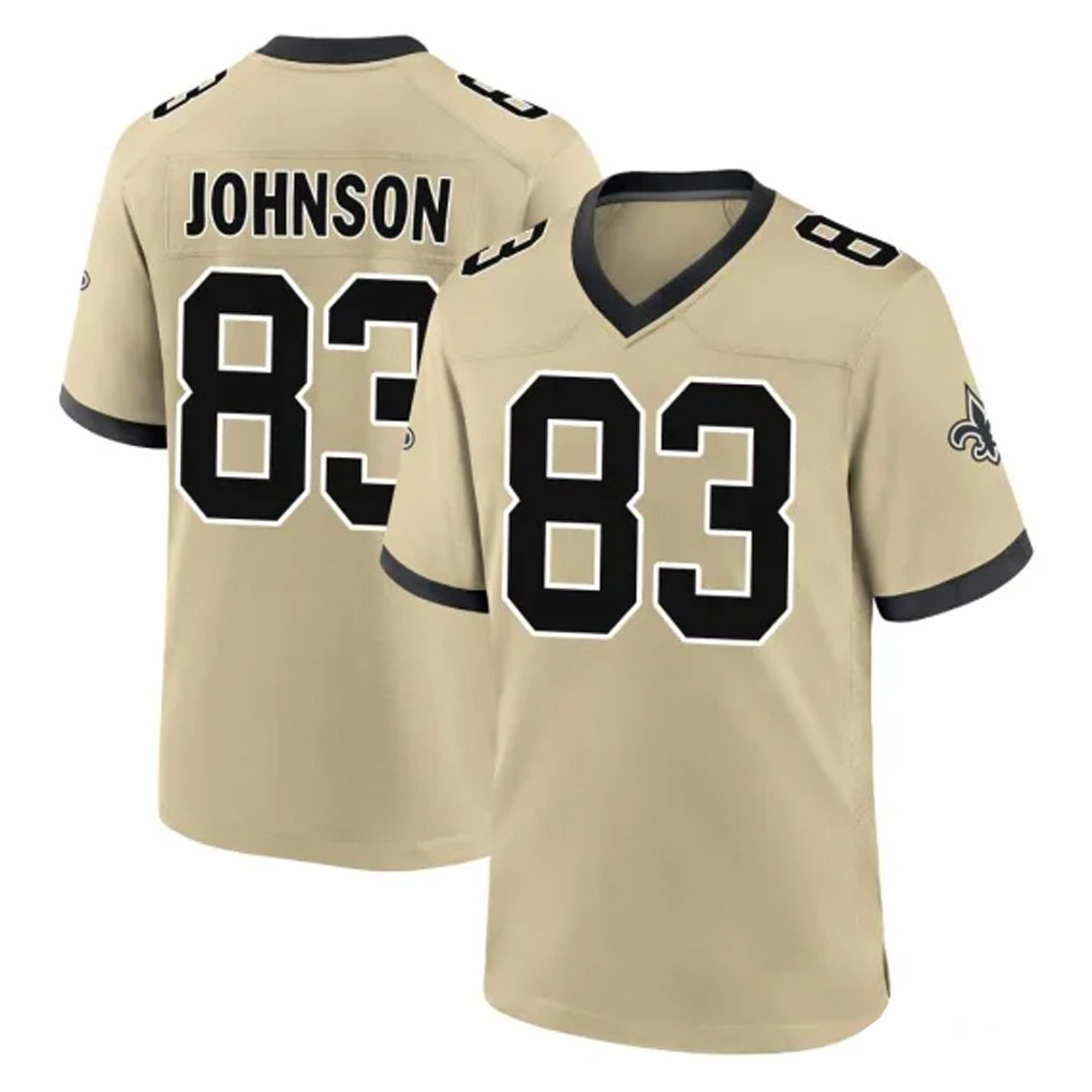 Jdoa NO.Saints #83 Juwan Johnson Player Gold Home Game Stitched Jerseys