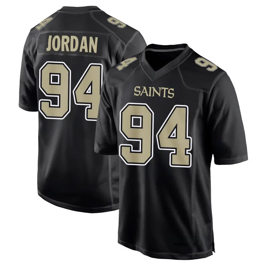 Jdoa NO.Saints #94 Cameron Jordan Player Carbon Black Fashion Game Stitched Jerseys