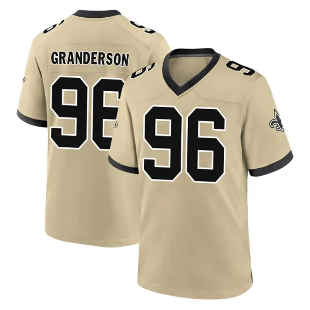 Jdoa NO.Saints #96 Carl Granderson Player Gold Home Game Stitched Jerseys
