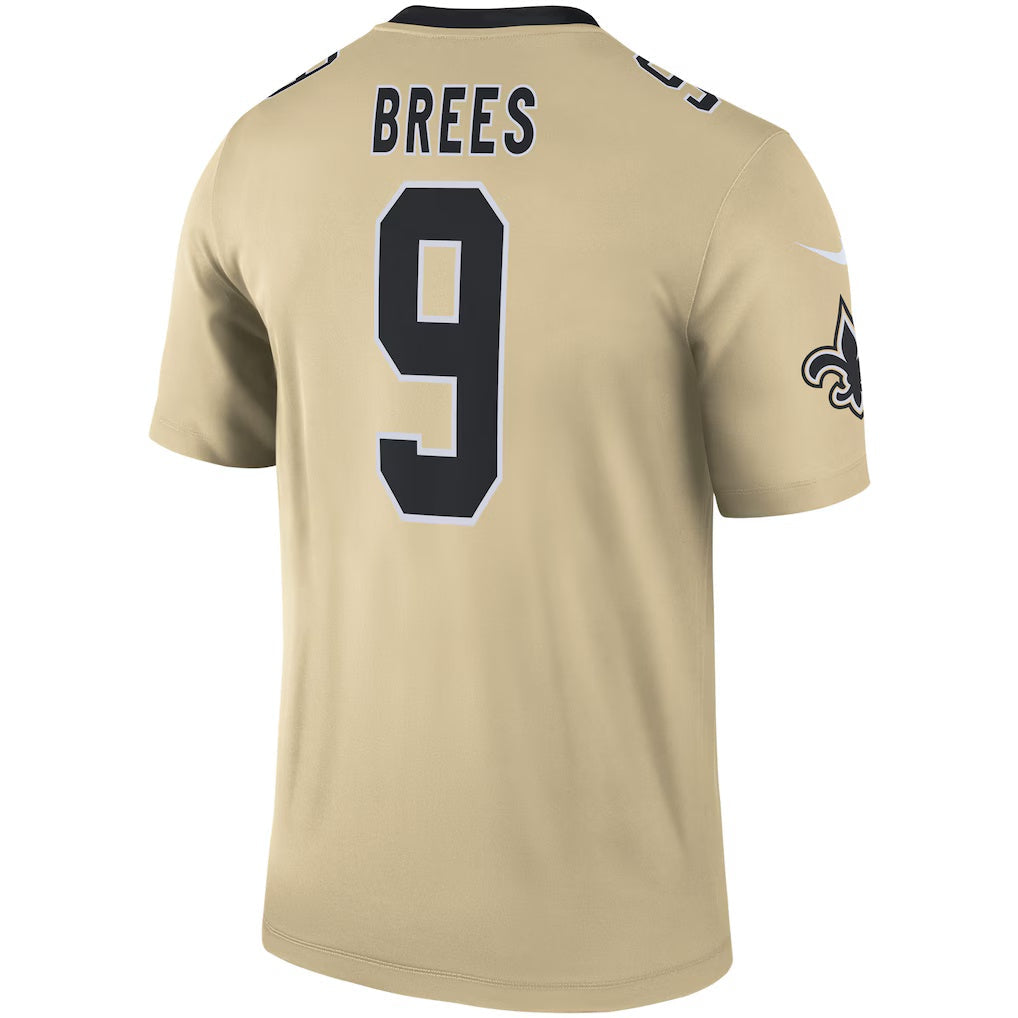 Jdoa NO.Saints #9 Drew Brees Gold Inverted Legend Stitched Jerseys