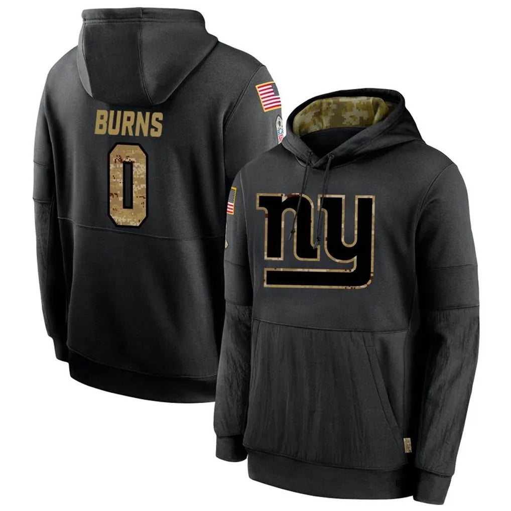 Jdoa NY.Giants #0 Brian Burns Player Black Salute to Service Hoodies Stitched Jerseys