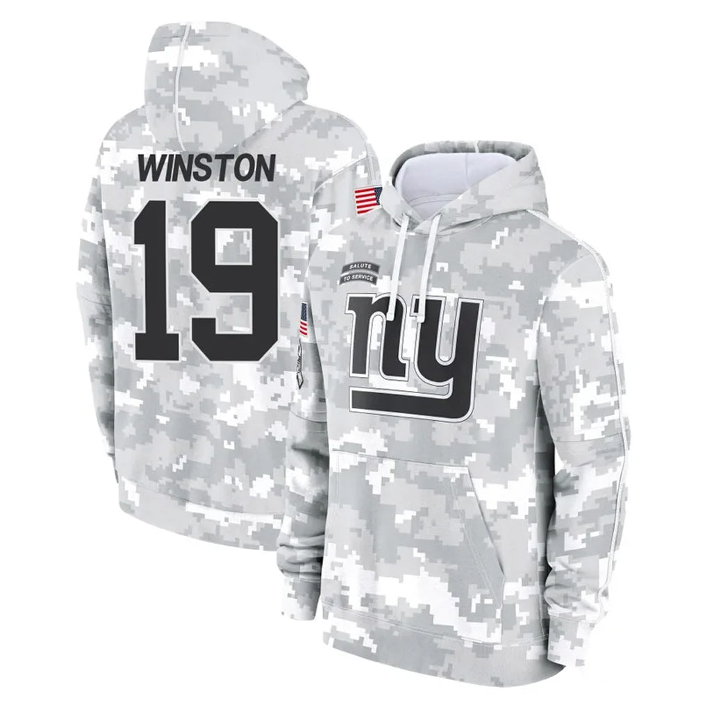 Jdoa NY.Giants #19 Jameis Winston Player Arctic Camo Salute to Service Pullover Hoodies Limited Game Stitched Jerseys