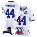 Jdoa NY.Giants #44 Cam Skattebo Player White 100th Season & State Patch Vapor Limited Home Game Stitched Jerseys