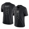 Jdoa NY.Giants #6 Jaxson Dart Player Black Limited Reflective Home Game Stitched Jerseys