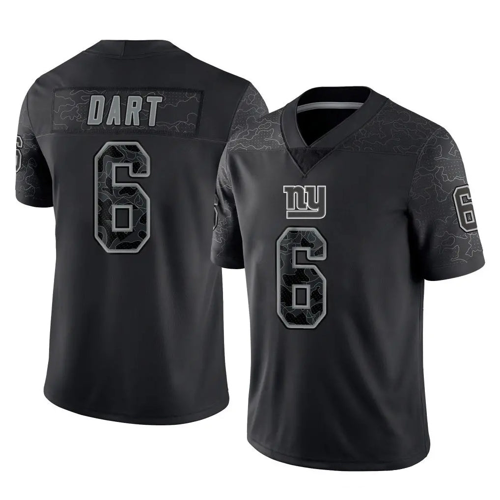 Jdoa NY.Giants #6 Jaxson Dart Player Black Limited Reflective Home Game Stitched Jerseys