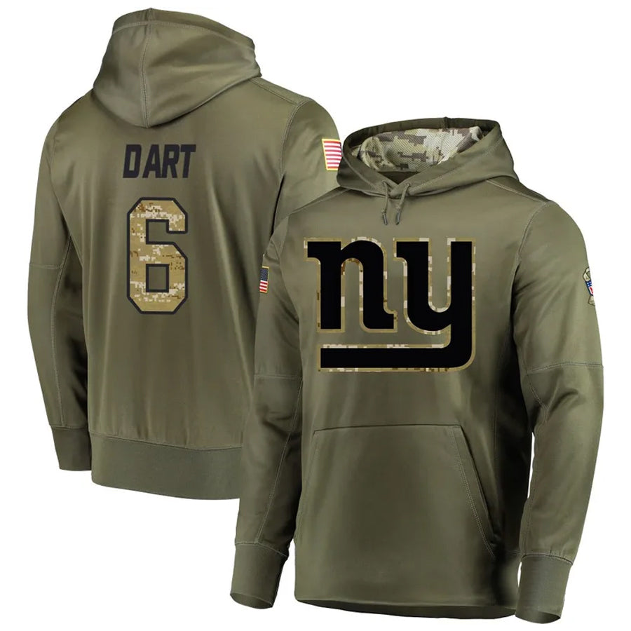 Jdoa NY.Giants #6 Jaxson Dart Player Salute to Service Hoodies Stitched Jerseys