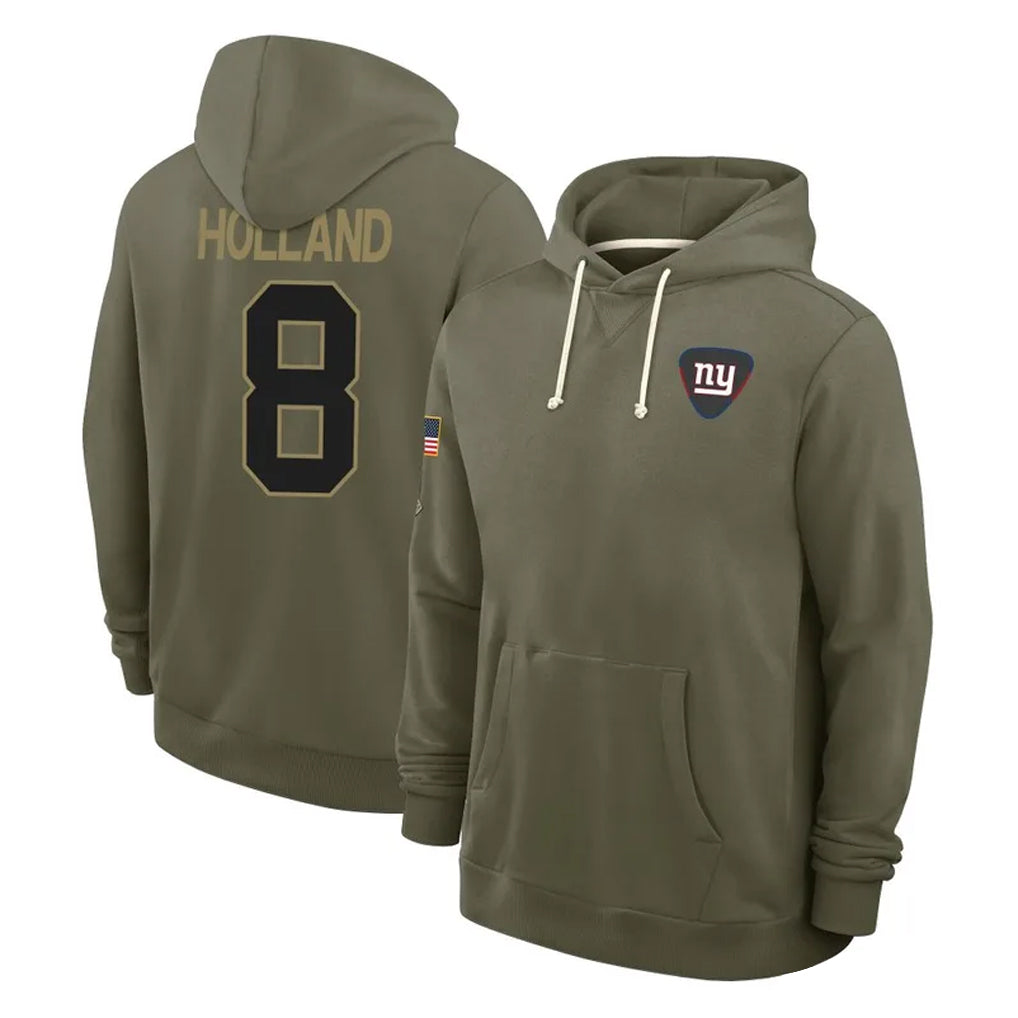Jdoa NY.Giants #8 Jevon Holland Player Olive Salute to Service Pullover Hoodies Limited Stitched Jerseys