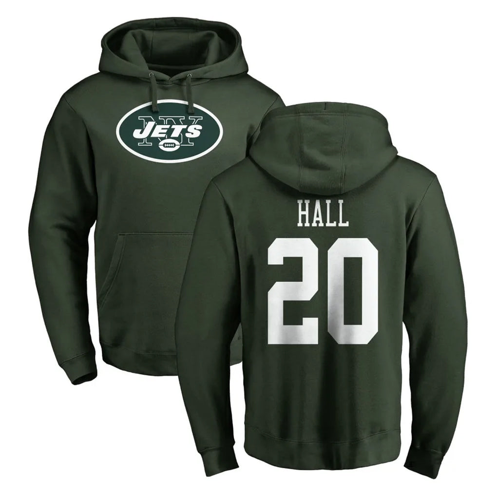 Jdoa NY.Jets #20 Breece Hall Player Green LOGO Pullover Hoodies Limited Game Stitched Jerseys