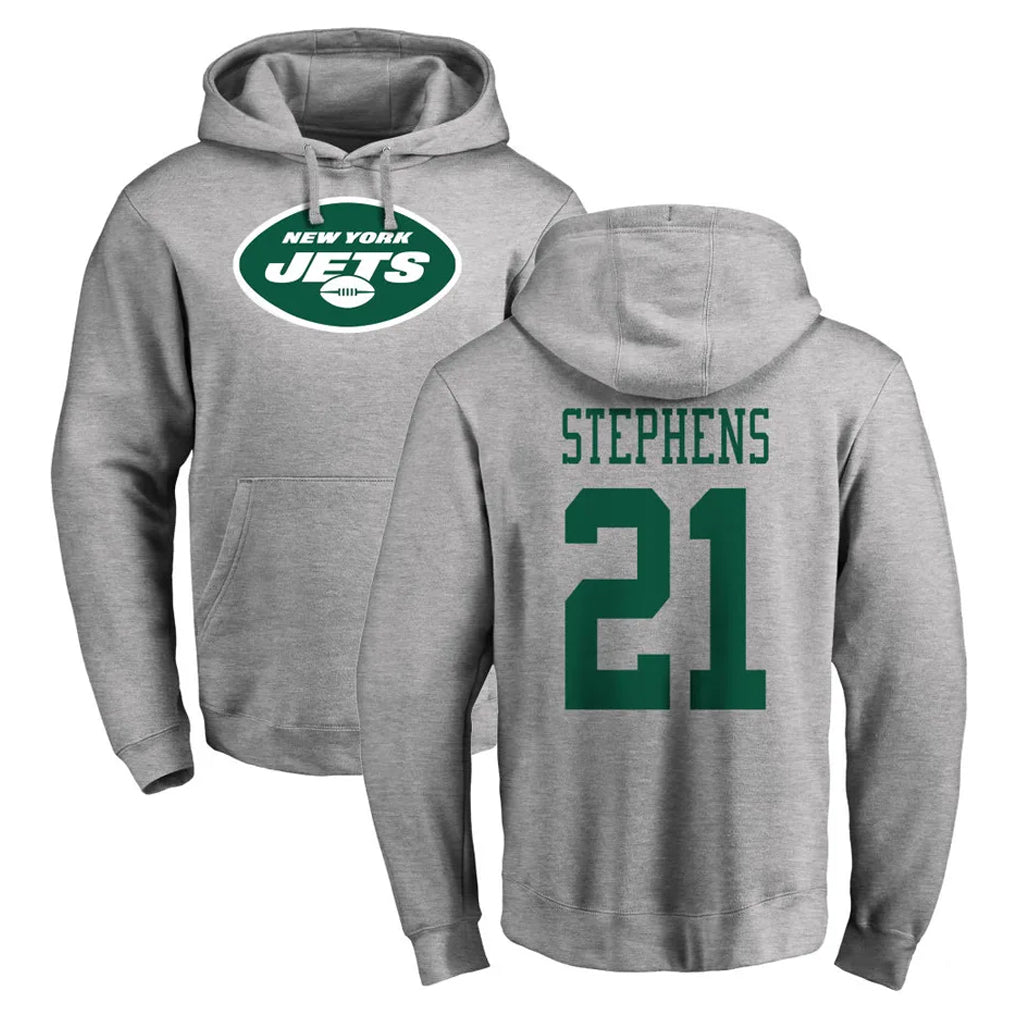 Jdoa NY.Jets #21 Brandon Stephens Player Gray LOGO Pullover Hoodies Limited Game Stitched Jerseys