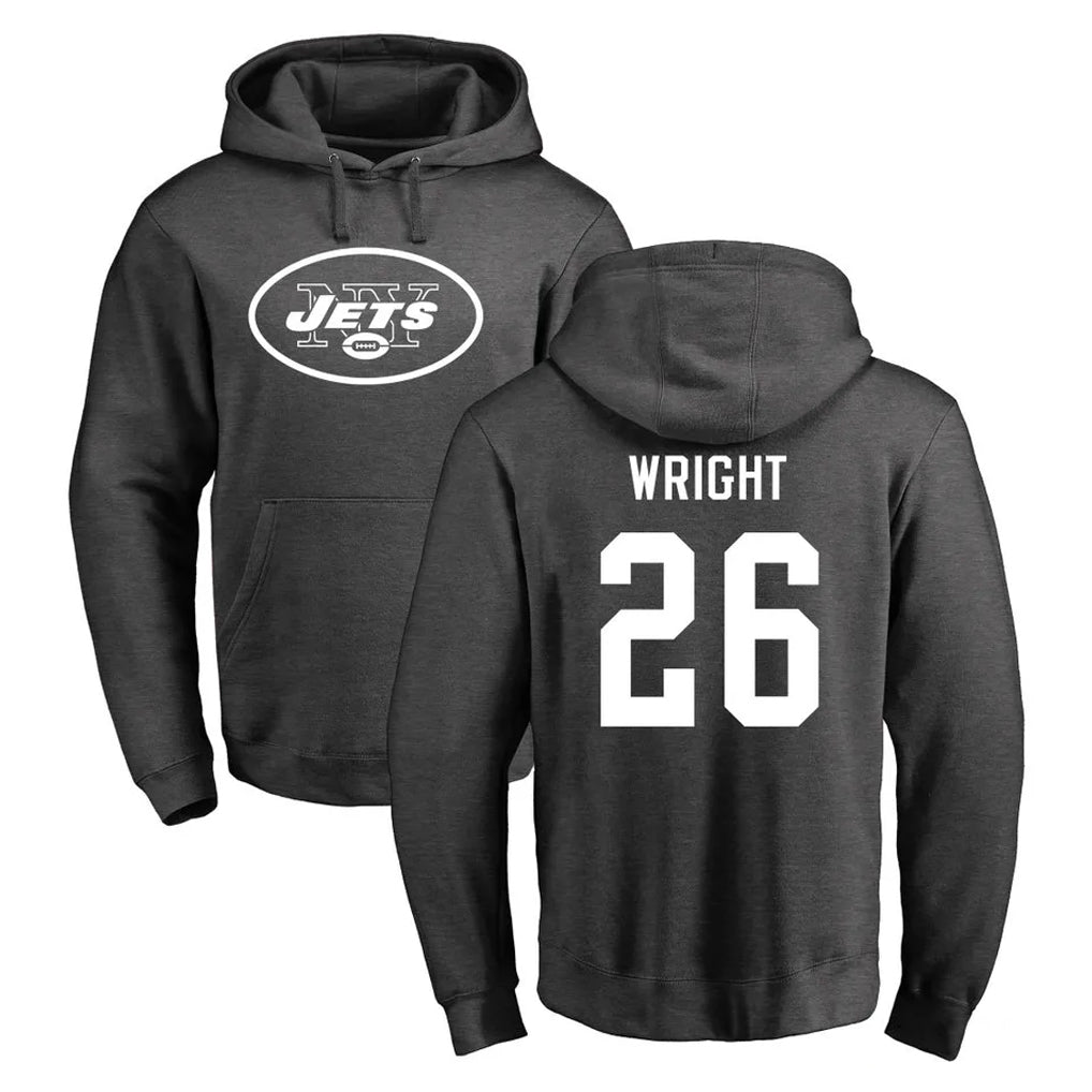 Jdoa NY.Jets #26 Nahshon Wright Player Gray Pullover Hoodies Limited Game Stitched Jerseys