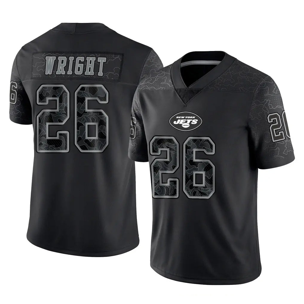 Jdoa NY.Jets #26 Nahshon Wright Player Stealth Black Limited Reflective Home Game Stitched Jerseys