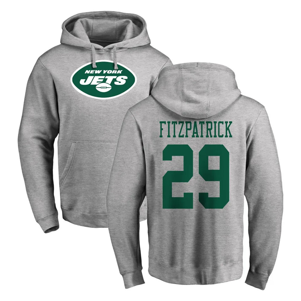 Jdoa NY.Jets #29 Minkah Fitzpatrick Player Gray LOGO Pullover Hoodies Limited Game Stitched Jerseys